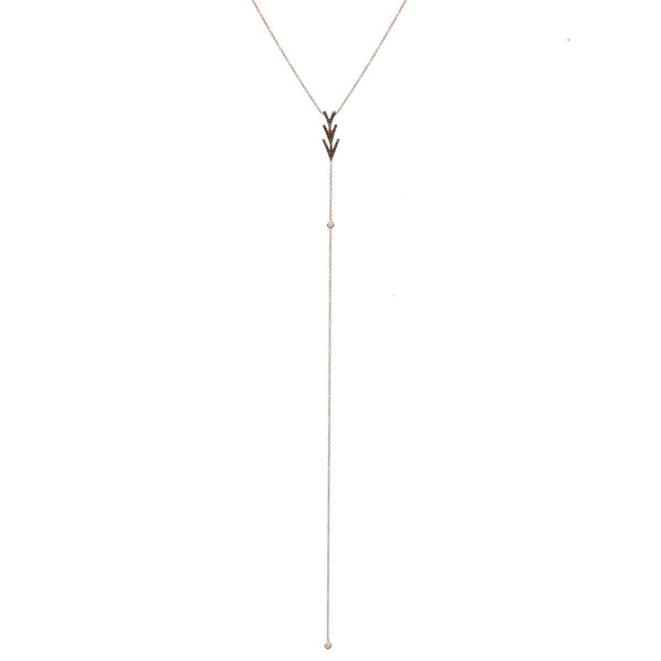 Pendant Necklace with Black Diamonds Aligned