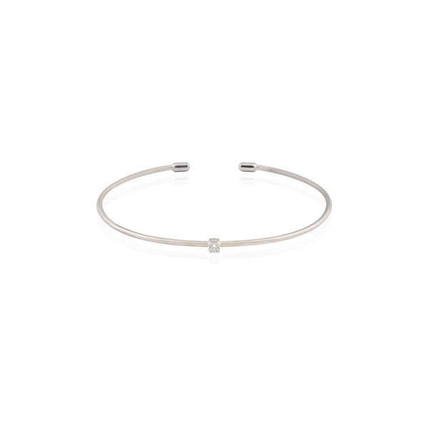 Thin Solitaire Bangle with White Diamond