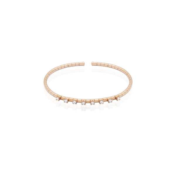 Simple Tubes Bangle with 8 White Diamonds