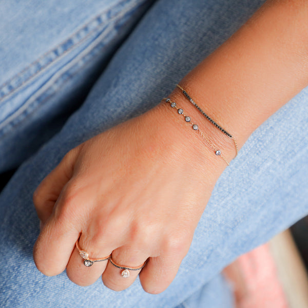 Bracelet with Black and White Diamonds Bar.