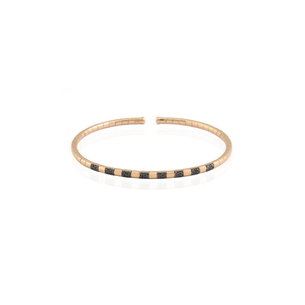 Diamonds Tube Bangle with Black Diamonds Inserts