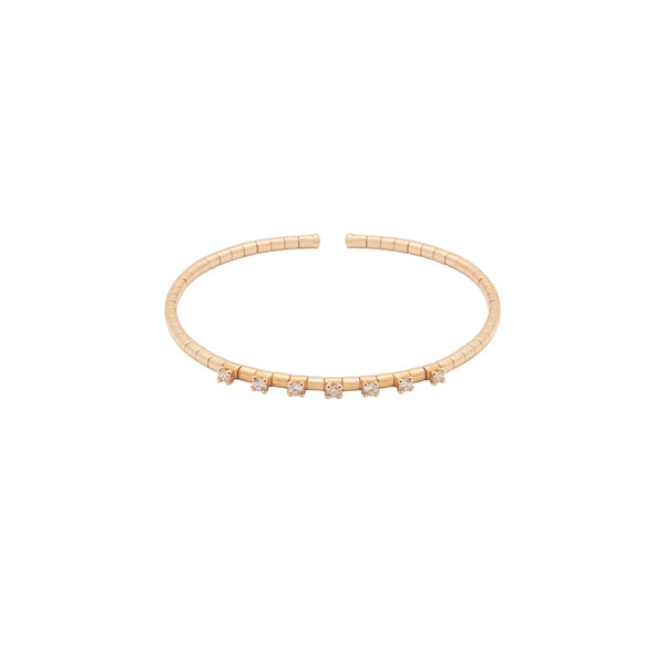 Simple Tubes Bangle with 7 White Diamonds