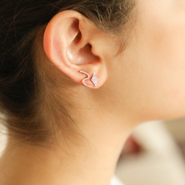 Lozenge Stud with White Diamonds