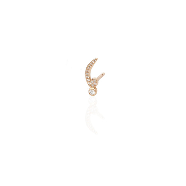Semicolon Stud with White Diamonds