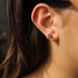 Triangle Stud with Rubis and Diamond