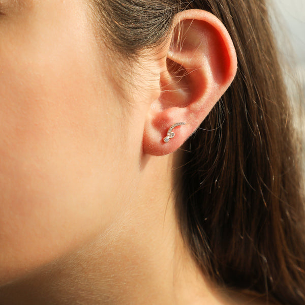 Semicolon Stud with White Diamonds
