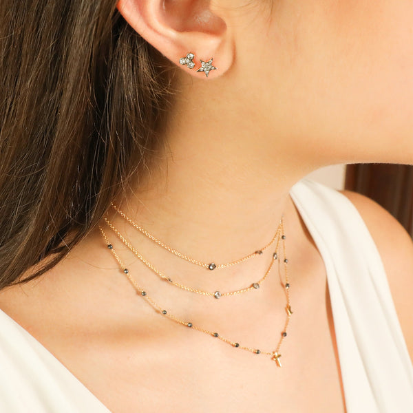 Cross and Bird Chain Threaded with Beads