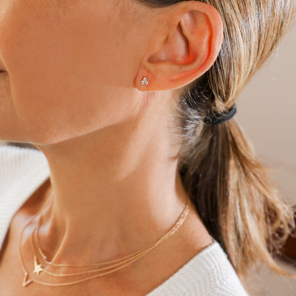 Triangle White Diamonds Stud Earring.