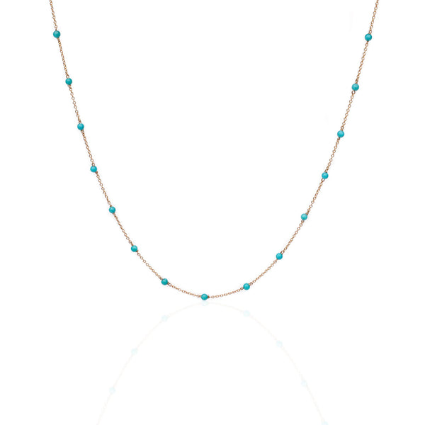 Choker Necklace with String of Turquoise Beads