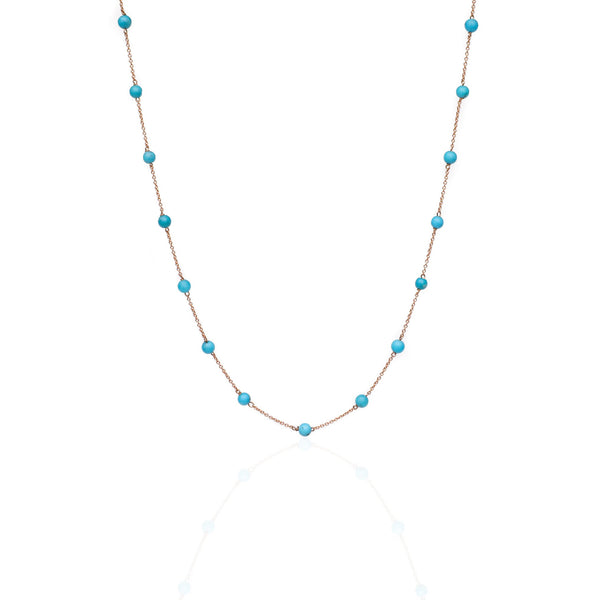 Chain Necklace with String of Turquoise Beads