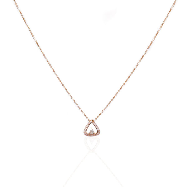 White Triangle Diamond inside a Triangle-Shaped Diamonds Necklace