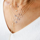 Necklace with Three Colored Diamond Birds