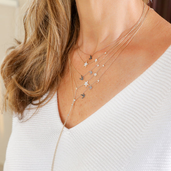 Pendant Necklace with Three White Diamond Birds