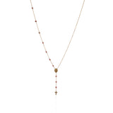 Hanging Cross with Medal and Garnet Gemstone Beads