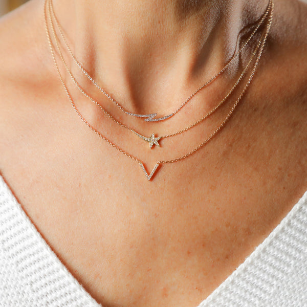 Necklace with White Diamonds Shooting Star