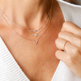 Necklace with White Diamonds "V" Shape