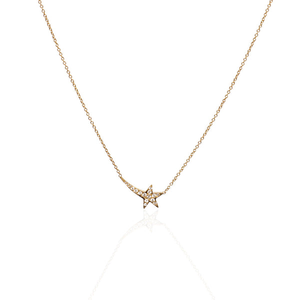 Necklace with White Diamonds Shooting Star