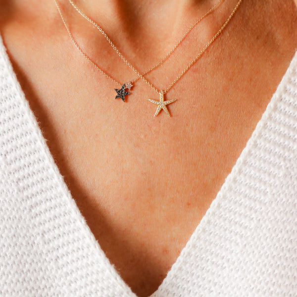 Necklace with White Diamonds Sea Star