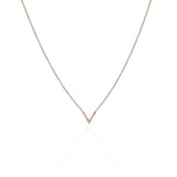 Necklace with White Diamonds "V" Shape