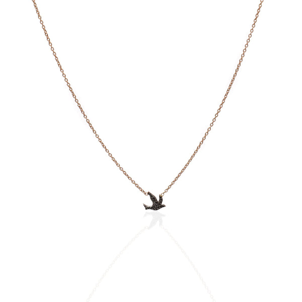 Necklace with Black Diamonds Bird