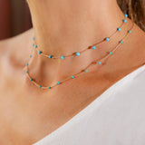 Choker Necklace with String of Turquoise Beads