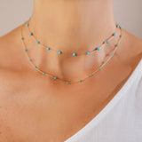 Choker Necklace with String of Turquoise Beads