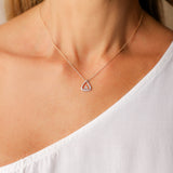 White Triangle Diamond inside a Triangle-Shaped Diamonds Necklace