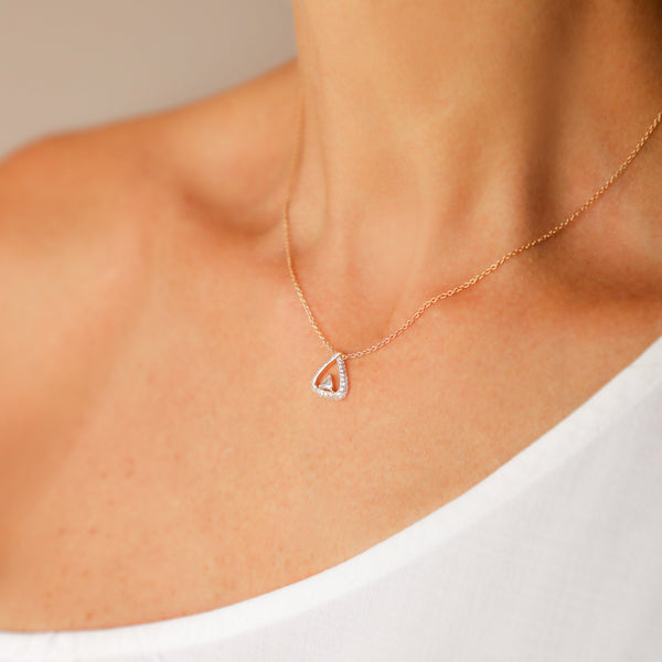 White Triangle Diamond inside a Triangle-Shaped Diamonds Necklace