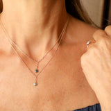 Necklace with Black Diamonds Pastille and Milgrain Edge