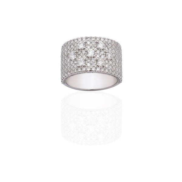 Pavé Ring With Large White Diamond Inset