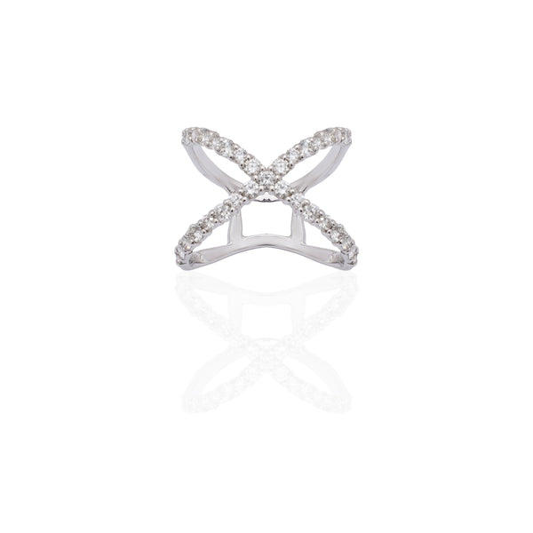 X Diamond Ring with White Diamonds