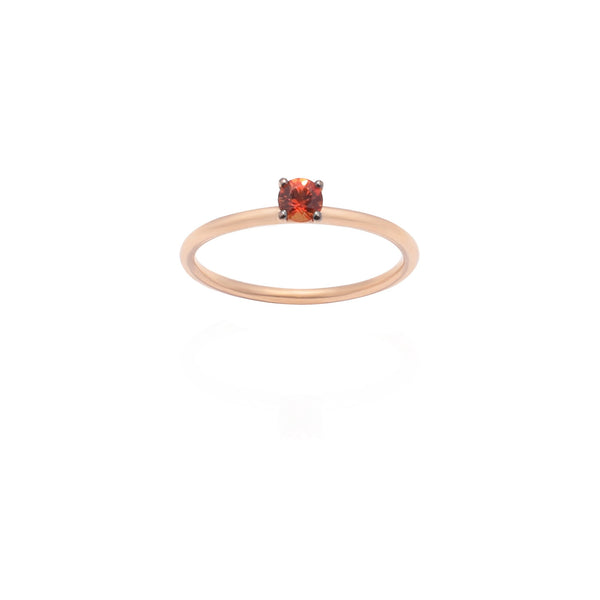 18k Gold Classic Solitaire Ring with Orange Sapphire