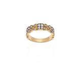 18k Gold Pattern Pinky Ring with Grey Diamonds