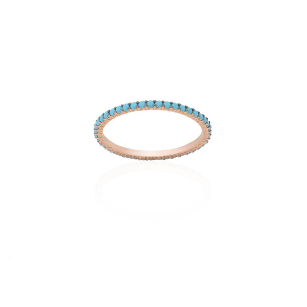 18k Gold Single Row Thumb Ring with Turquoise Gemstones