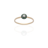 Emeralds Cushion Ring with White Diamond Centre Stone