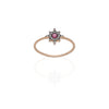 18k Gold Star Ring with Ruby Central Stone and Grey Diamonds