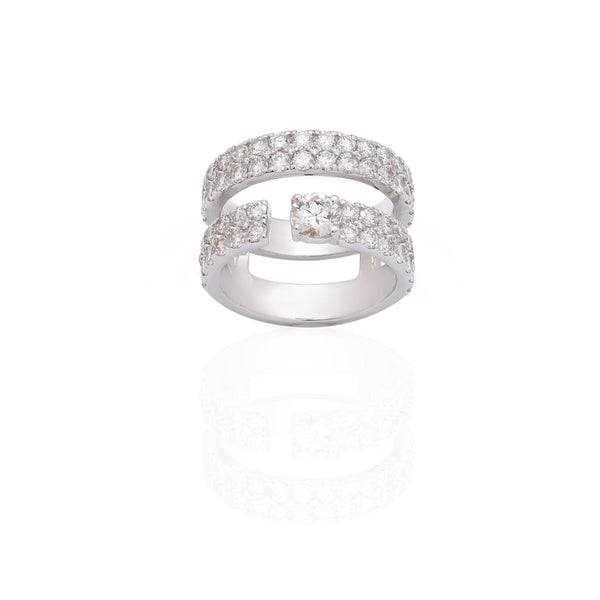 Double Diamond Ring With Large White Diamond