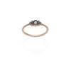 18k Gold Vintage Studded Thin Ring with Grey Diamonds