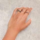 18k Gold Vintage Studded Thin Ring with Grey Diamonds