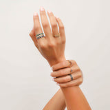 Zigzag Dots Ring with Emerald Gemstones