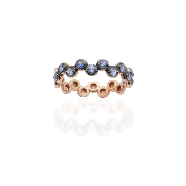 Zigzag Dots Ring with Sapphire Gemstones