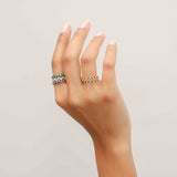 Zigzag Dots Ring with Emerald Gemstones