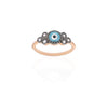 18k Gold Vintage Studded Evil Eye Ring with Grey Diamonds