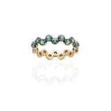 Zigzag Dots Ring with Emerald Gemstones