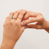18k Gold Single Row Thumb Ring with Turquoise Gemstones