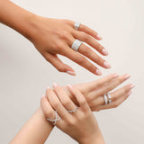 Pavé Ring With Large White Diamond Inset
