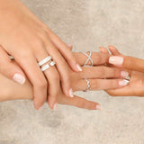 Zigzag Dots Ring With White Diamonds