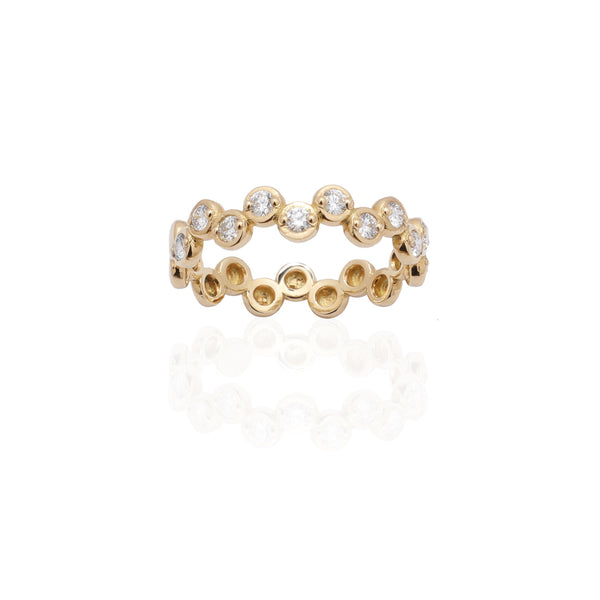 Zigzag Dots Ring With White Diamonds